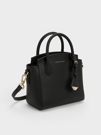 CHARLES & KEITH Value | Harper Structured Top Handle Bag - Black
