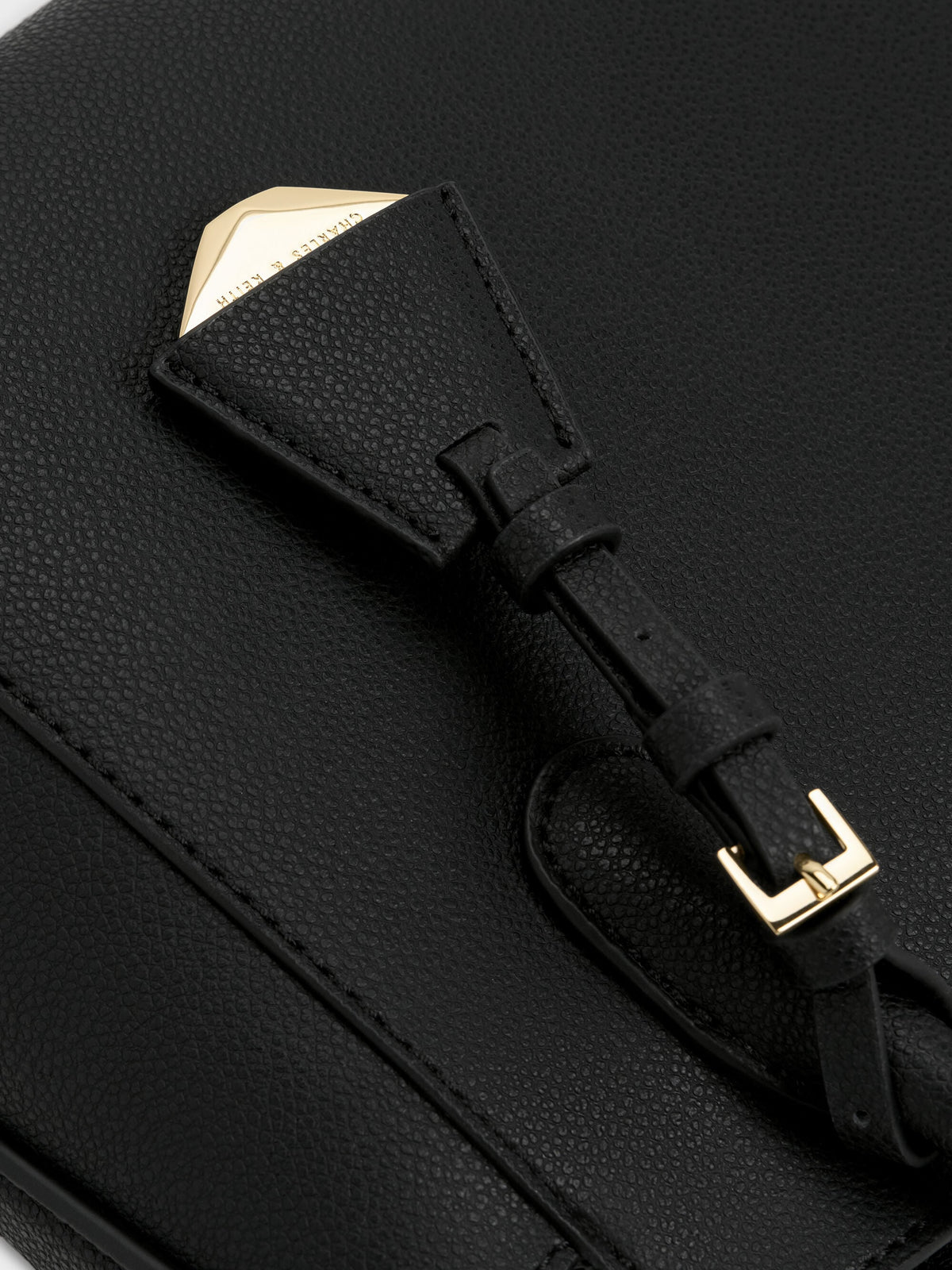 CHARLES & KEITH Value | Harper Structured Top Handle Bag - Black