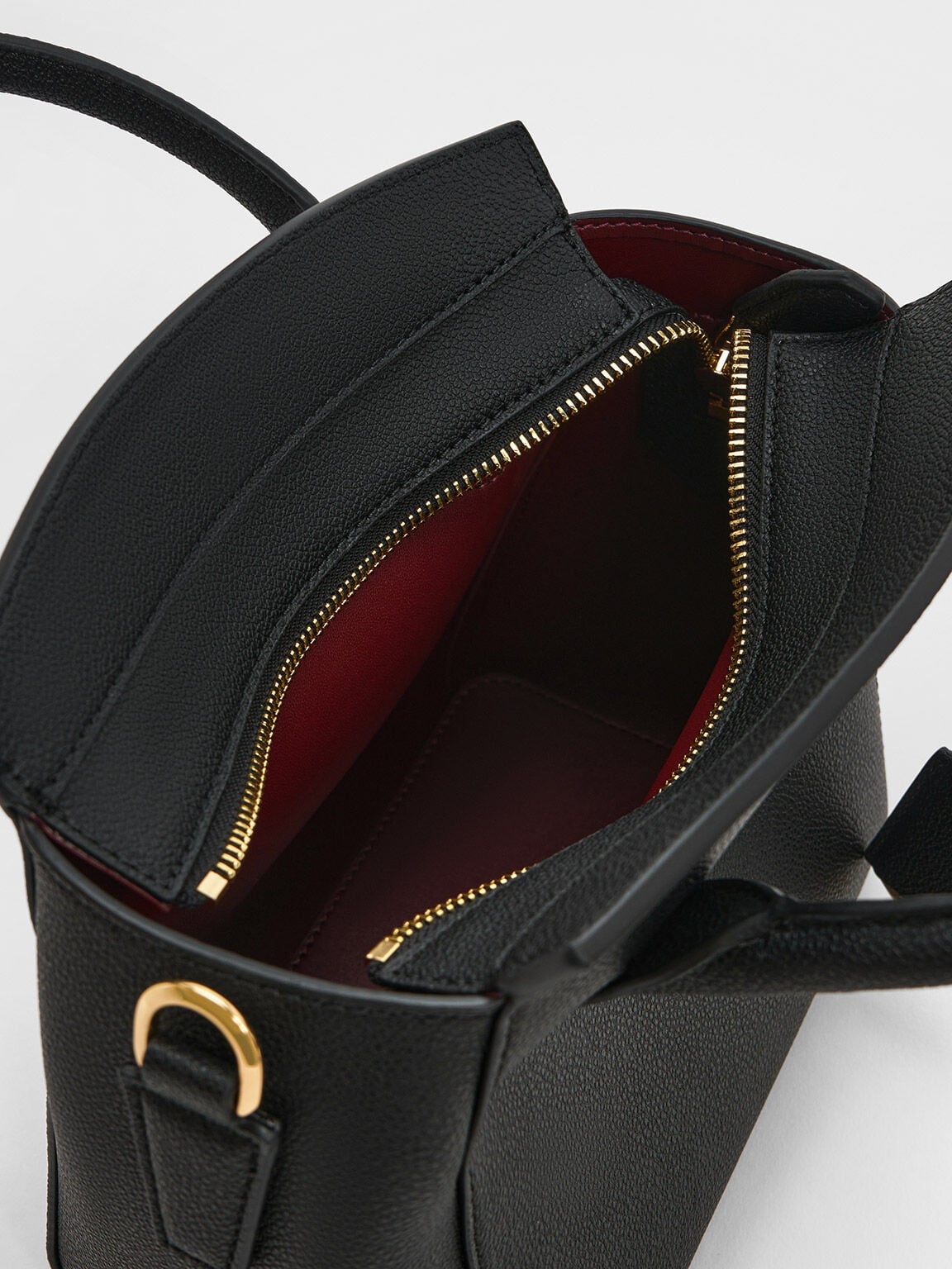 CHARLES & KEITH Value | Harper Structured Top Handle Bag - Black