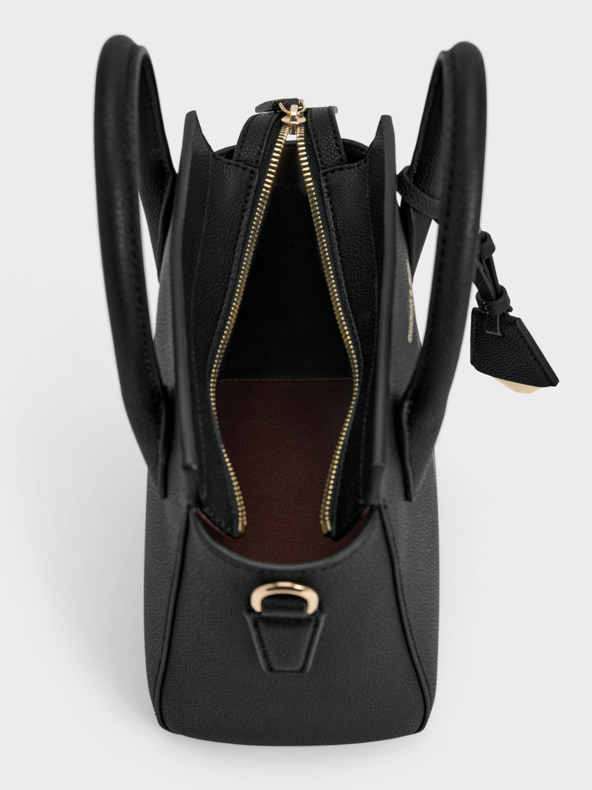 CHARLES & KEITH Value | Harper Structured Top Handle Bag - Black