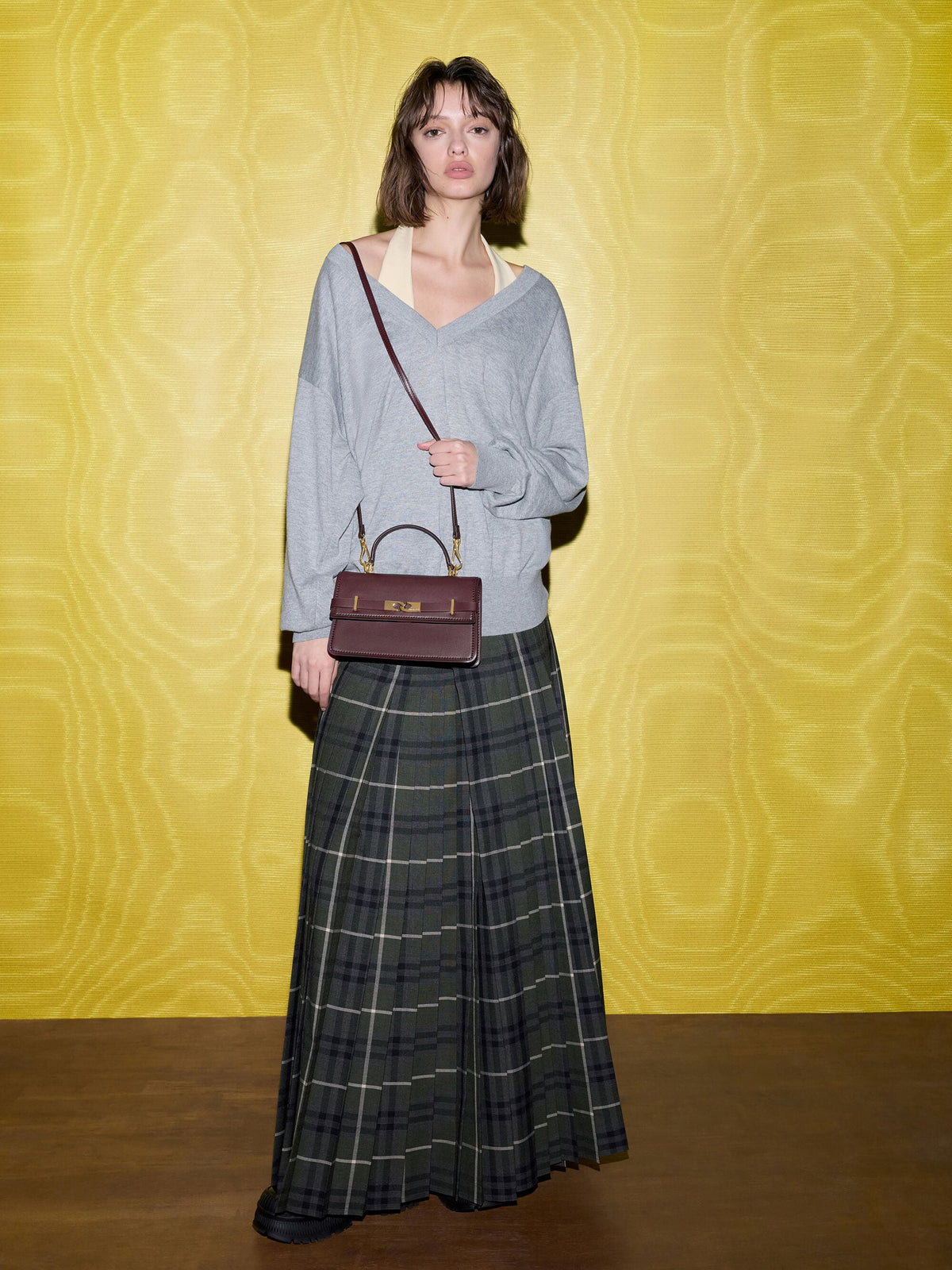 CHARLES & KEITH Smart Buy | Arlet Belted Top Handle Bag - Wineberry Red