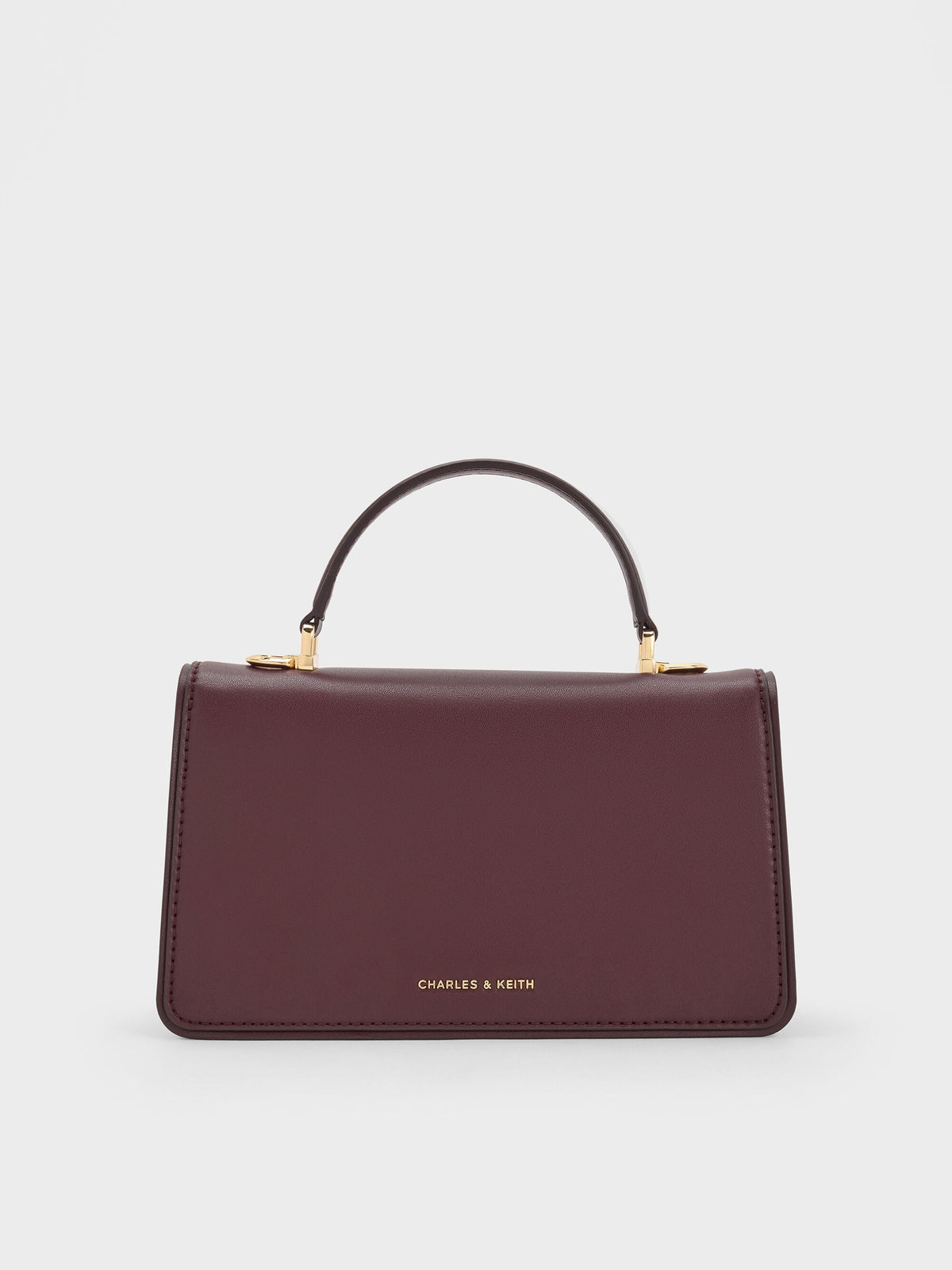 CHARLES & KEITH Smart Buy | Arlet Belted Top Handle Bag - Wineberry Red