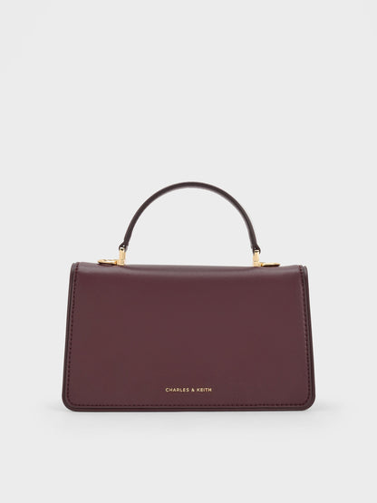 CHARLES & KEITH Smart Buy | Arlet Belted Top Handle Bag - Wineberry Red