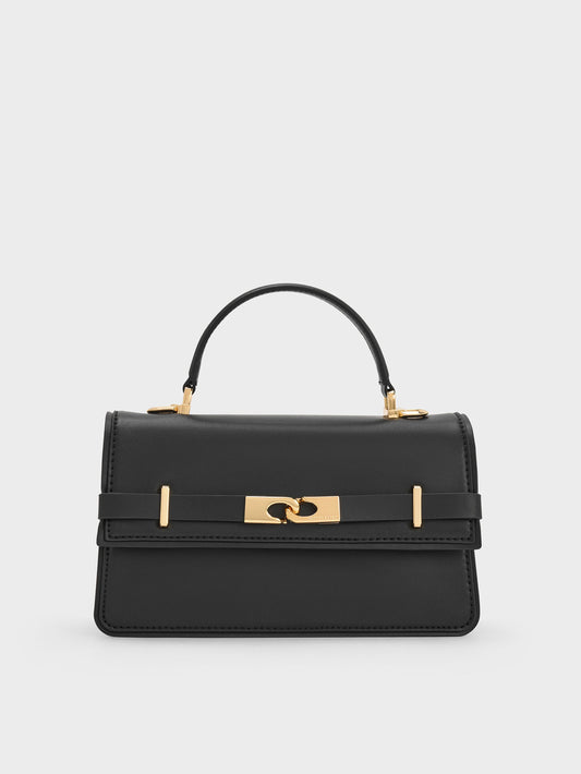 CHARLES & KEITH Popular | Arlet Belted Top Handle Bag - Black
