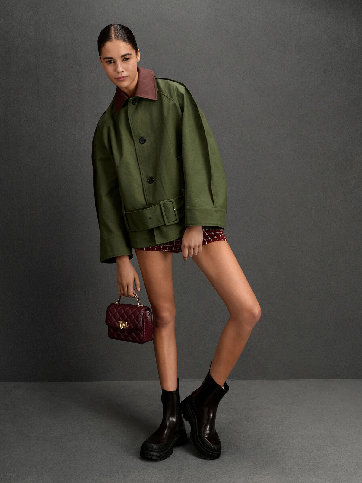 CHARLES & KEITH Featured | Cressida Quilted Top Handle Bag - Wineberry Red