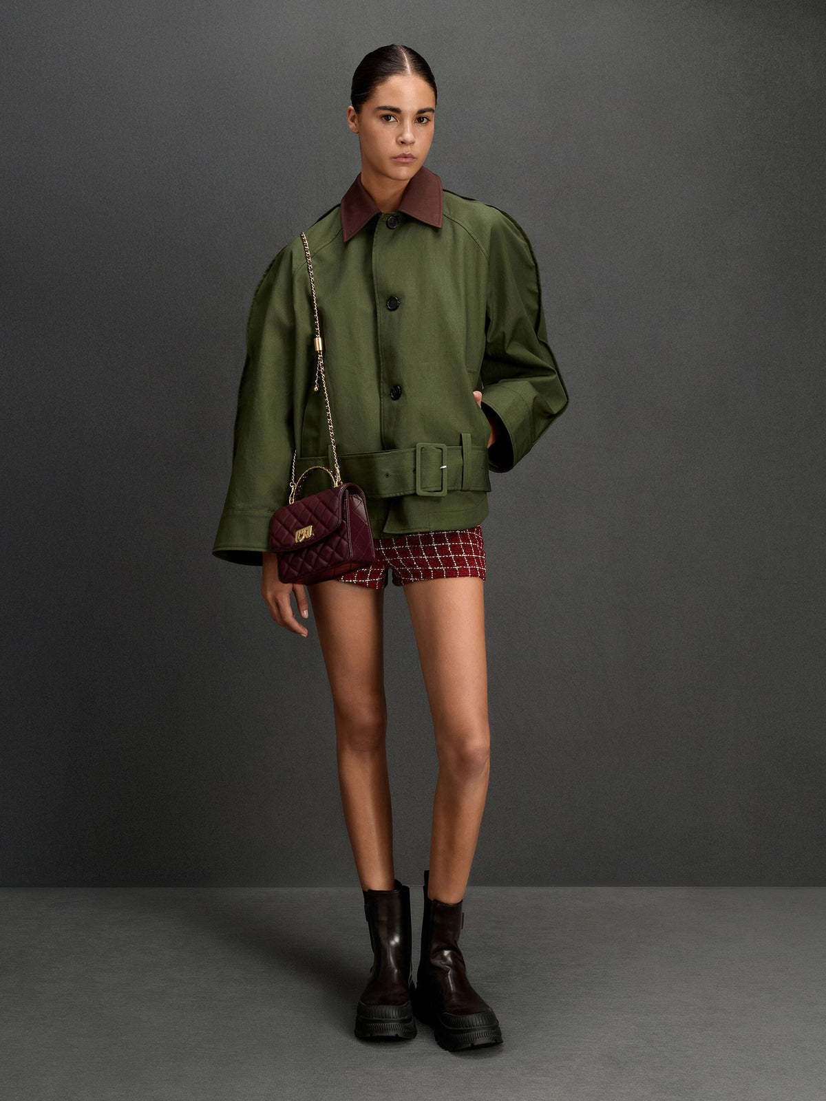 CHARLES & KEITH Featured | Cressida Quilted Top Handle Bag - Wineberry Red