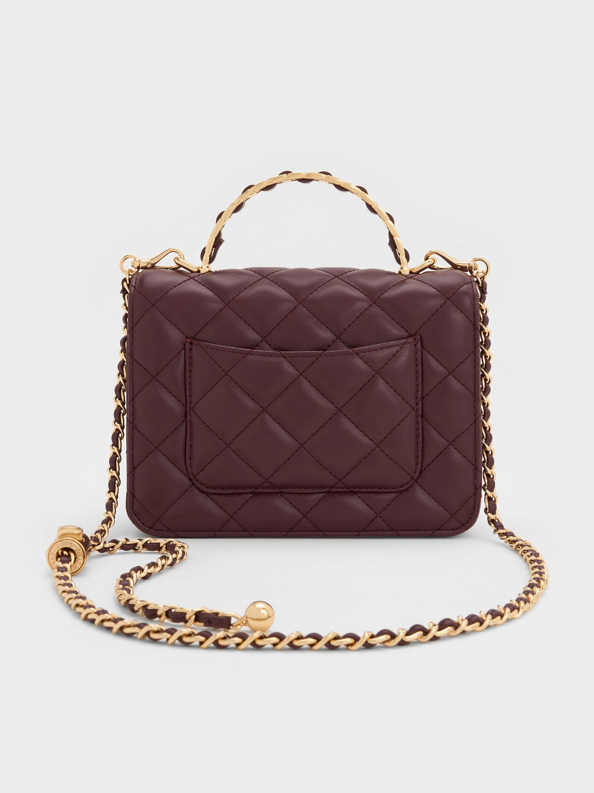 CHARLES & KEITH Featured | Cressida Quilted Top Handle Bag - Wineberry Red