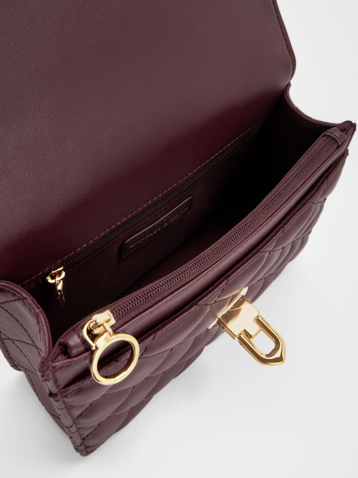 CHARLES & KEITH Featured | Cressida Quilted Top Handle Bag - Wineberry Red
