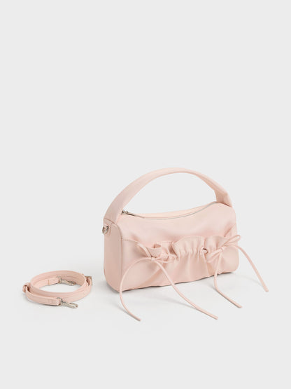 CHARLES & KEITH Popular | Reese Ruched Bow Top Handle Bag - Soft Pink