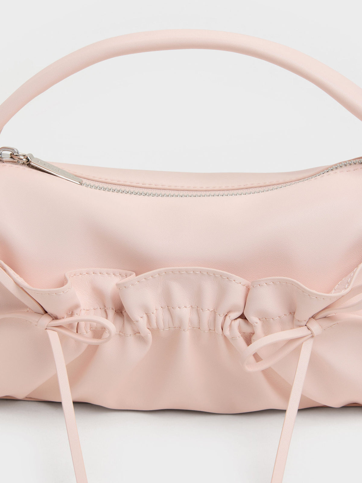 CHARLES & KEITH Popular | Reese Ruched Bow Top Handle Bag - Soft Pink