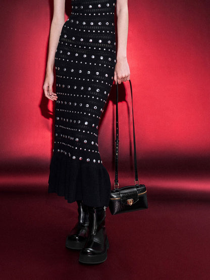 CHARLES & KEITH Trending | Arwen Croc-Effect Top Handle Vanity Bag - Black