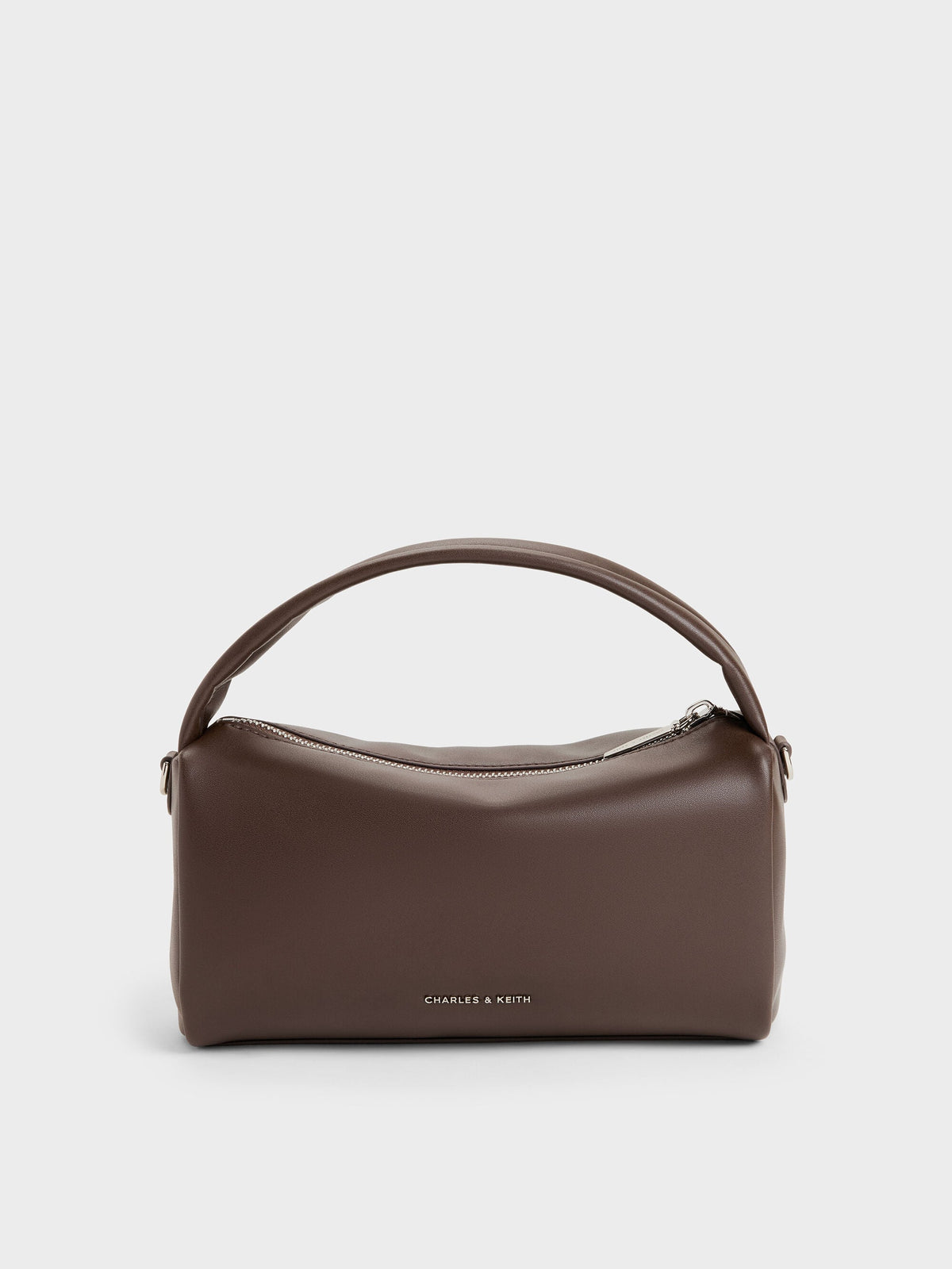 CHARLES & KEITH Classic | Reese Ruched Bow Top Handle Bag - Espresso Brown