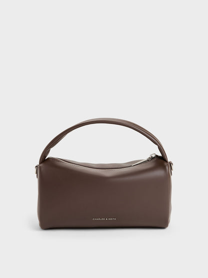 CHARLES & KEITH Classic | Reese Ruched Bow Top Handle Bag - Espresso Brown
