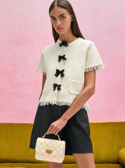 CHARLES & KEITH Classic | Cressida Quilted Top Handle Bag - Cream