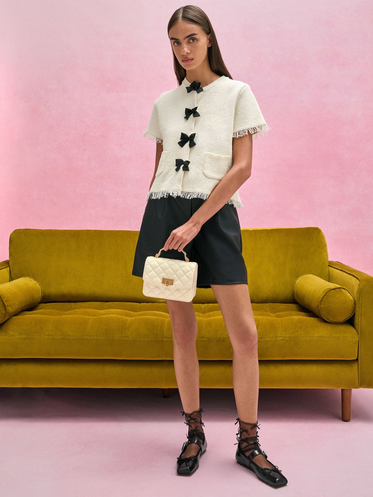 CHARLES & KEITH Classic | Cressida Quilted Top Handle Bag - Cream