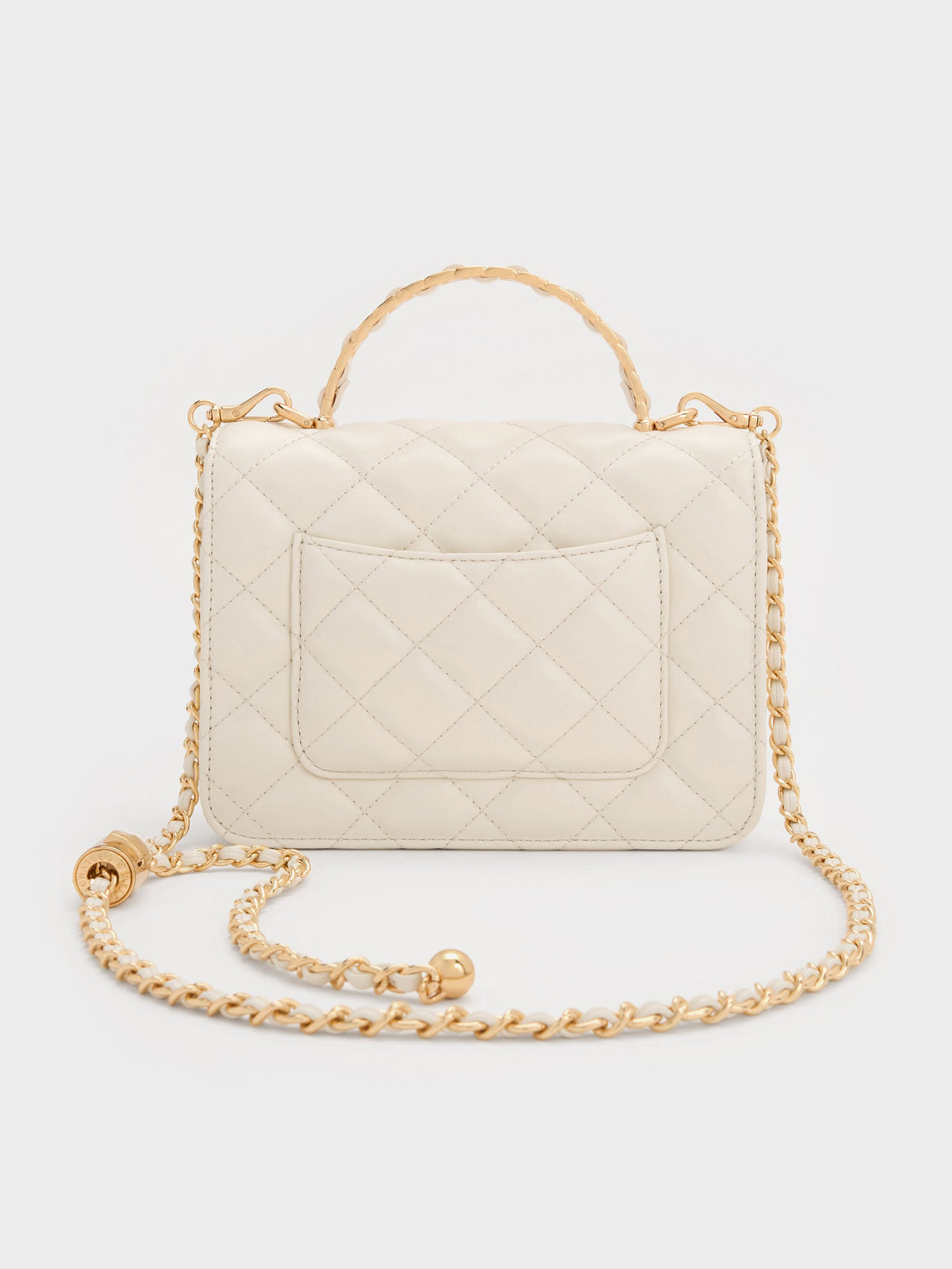 CHARLES & KEITH Classic | Cressida Quilted Top Handle Bag - Cream