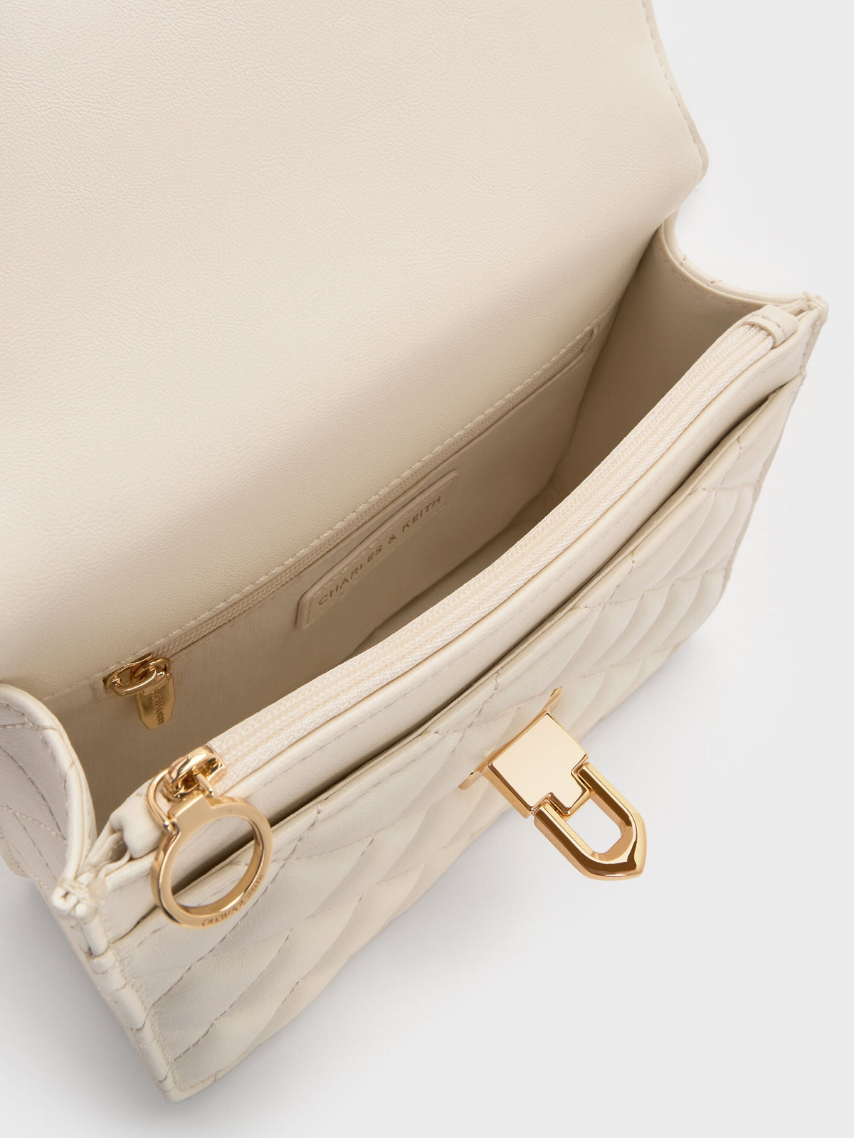 CHARLES & KEITH Classic | Cressida Quilted Top Handle Bag - Cream