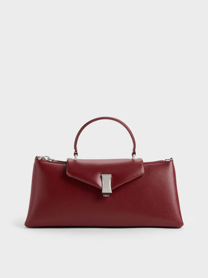 CHARLES & KEITH Great Value | Lilibet Elongated Top Handle Bag - Burgundy