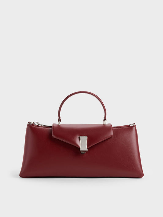 CHARLES & KEITH Great Value | Lilibet Elongated Top Handle Bag - Burgundy