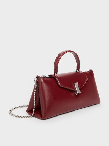 CHARLES & KEITH Great Value | Lilibet Elongated Top Handle Bag - Burgundy