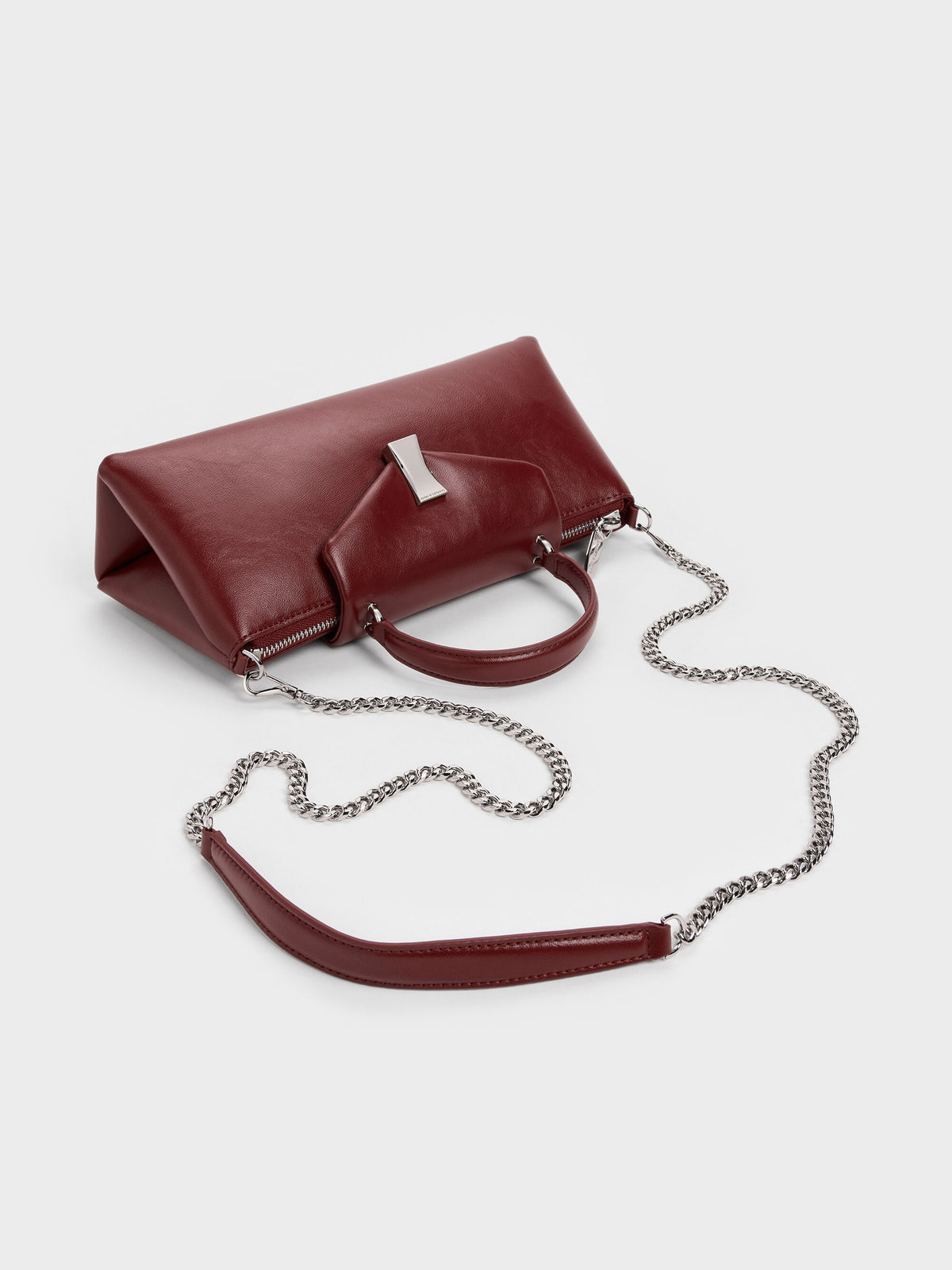 CHARLES & KEITH Great Value | Lilibet Elongated Top Handle Bag - Burgundy