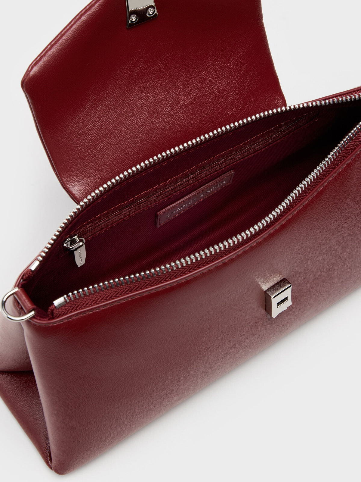 CHARLES & KEITH Great Value | Lilibet Elongated Top Handle Bag - Burgundy