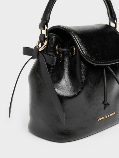 CHARLES & KEITH Customer Favorite | Dalia Bow Top Handle Bag - Black