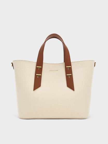 CHARLES & KEITH Customer Favorite | Shania Canvas Tote Bag - Chocolate