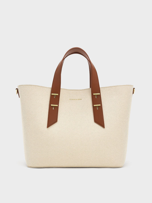 CHARLES & KEITH Customer Favorite | Shania Canvas Tote Bag - Chocolate