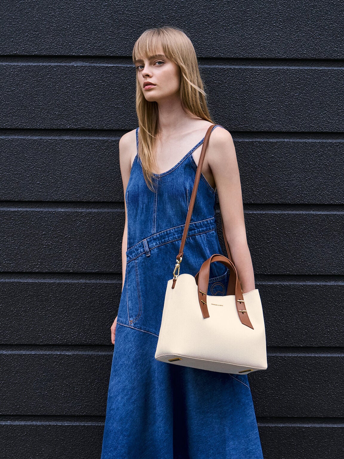 CHARLES & KEITH Customer Favorite | Shania Canvas Tote Bag - Chocolate