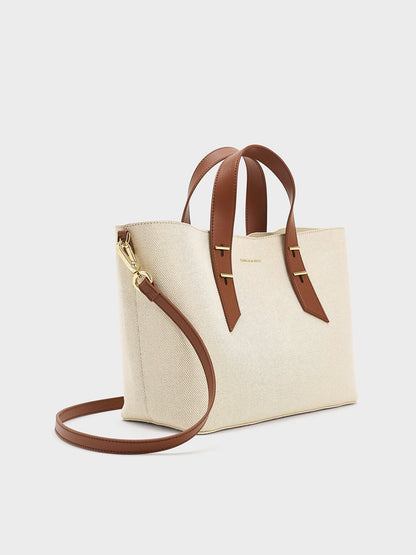 CHARLES & KEITH Customer Favorite | Shania Canvas Tote Bag - Chocolate