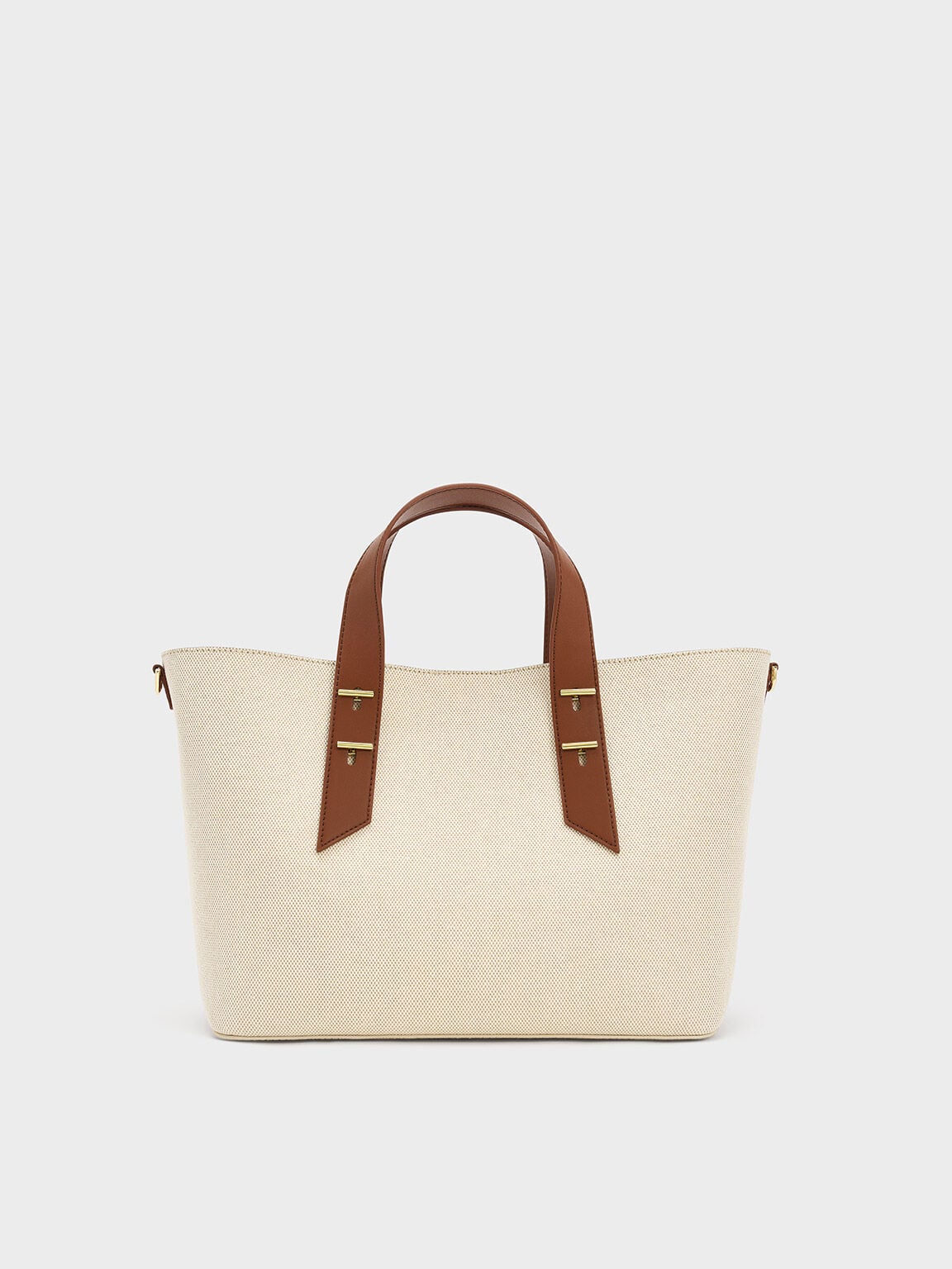 CHARLES & KEITH Customer Favorite | Shania Canvas Tote Bag - Chocolate