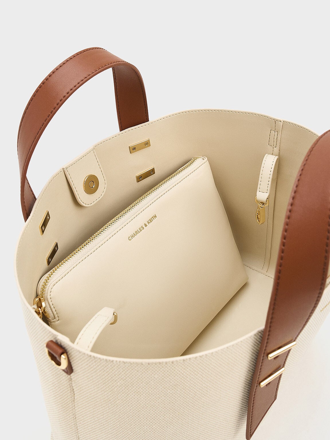 CHARLES & KEITH Customer Favorite | Shania Canvas Tote Bag - Chocolate