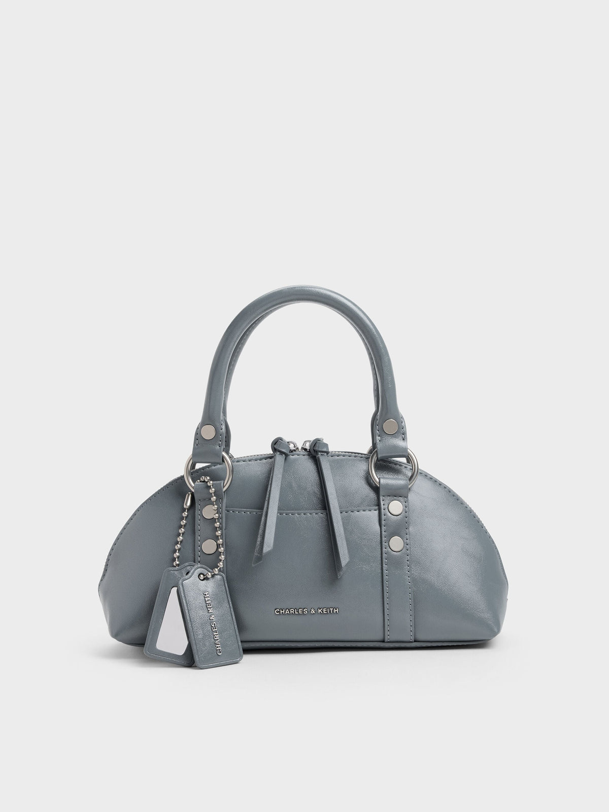 CHARLES & KEITH Latest | Tatiana Studded Bowling Bag - Smoky Blue