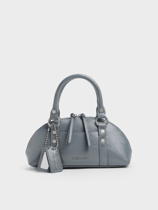 CHARLES & KEITH Latest | Tatiana Studded Bowling Bag - Smoky Blue