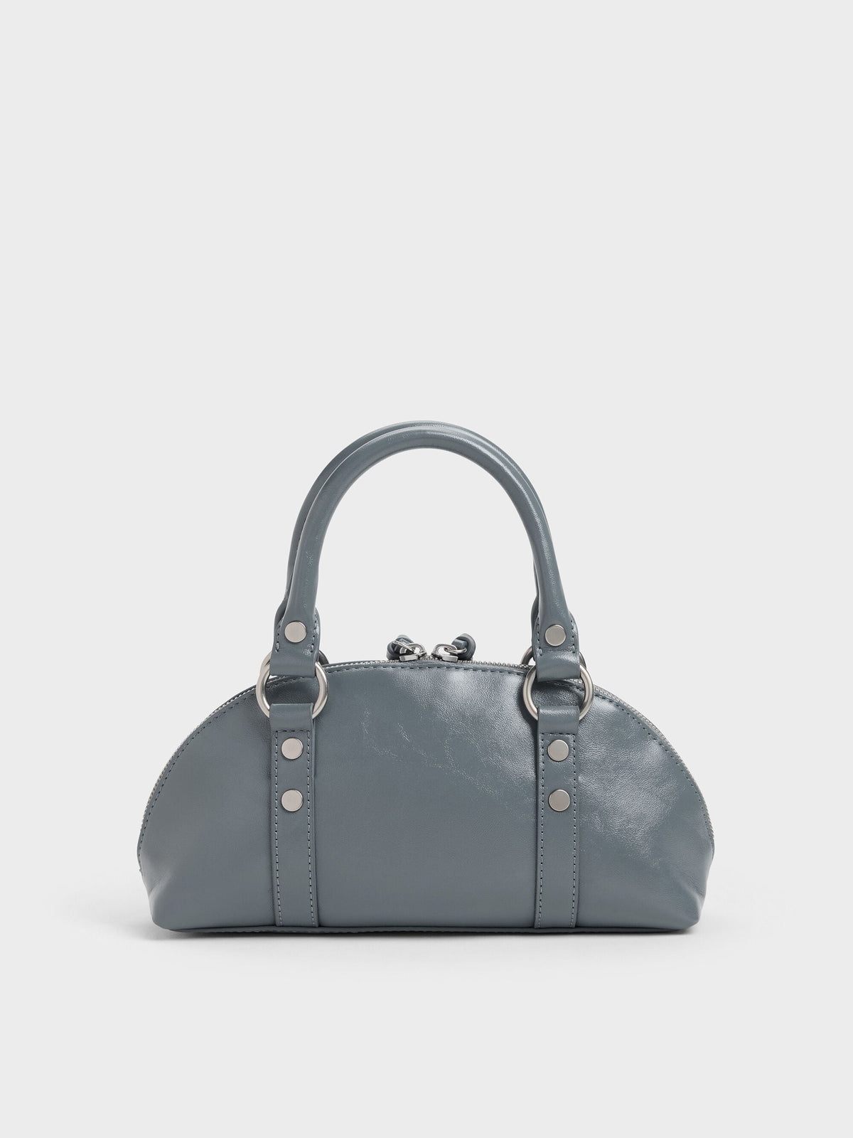CHARLES & KEITH Latest | Tatiana Studded Bowling Bag - Smoky Blue