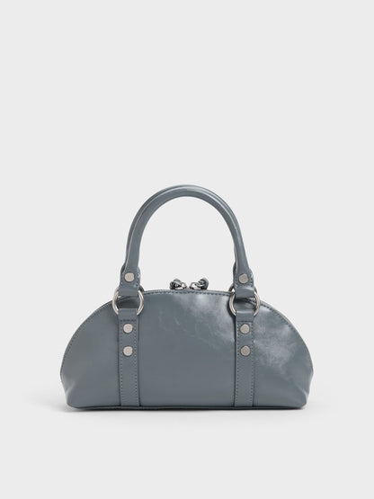 CHARLES & KEITH Latest | Tatiana Studded Bowling Bag - Smoky Blue