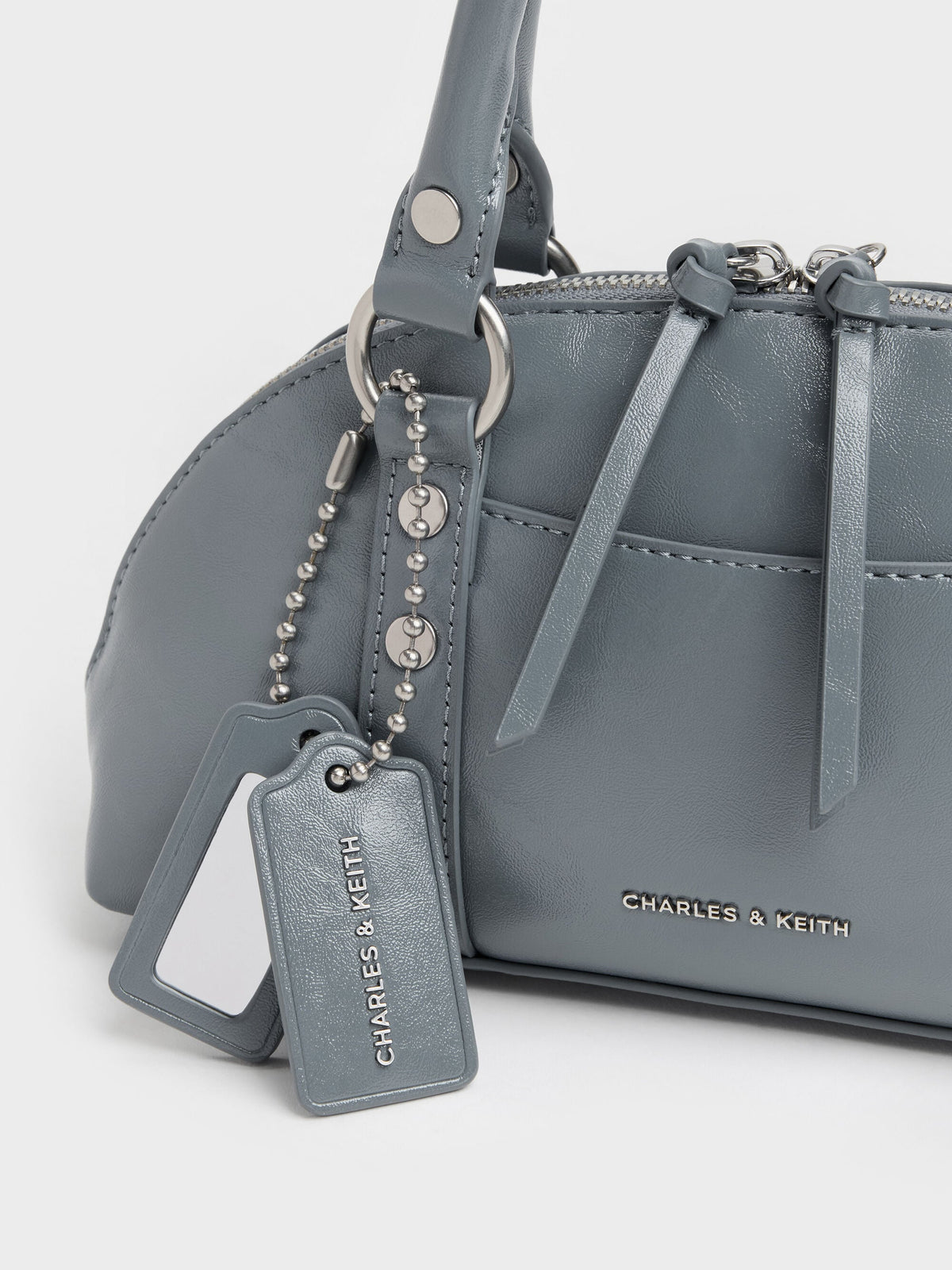 CHARLES & KEITH Latest | Tatiana Studded Bowling Bag - Smoky Blue
