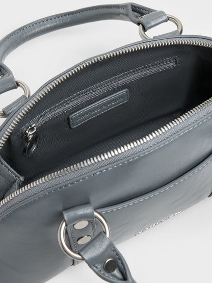 CHARLES & KEITH Latest | Tatiana Studded Bowling Bag - Smoky Blue