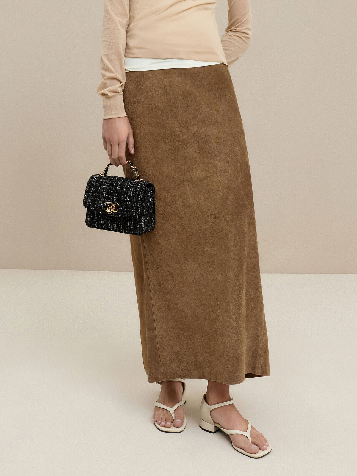 CHARLES & KEITH Popular | Cressida Tweed Quilted Top Handle Bag - Black Tweed