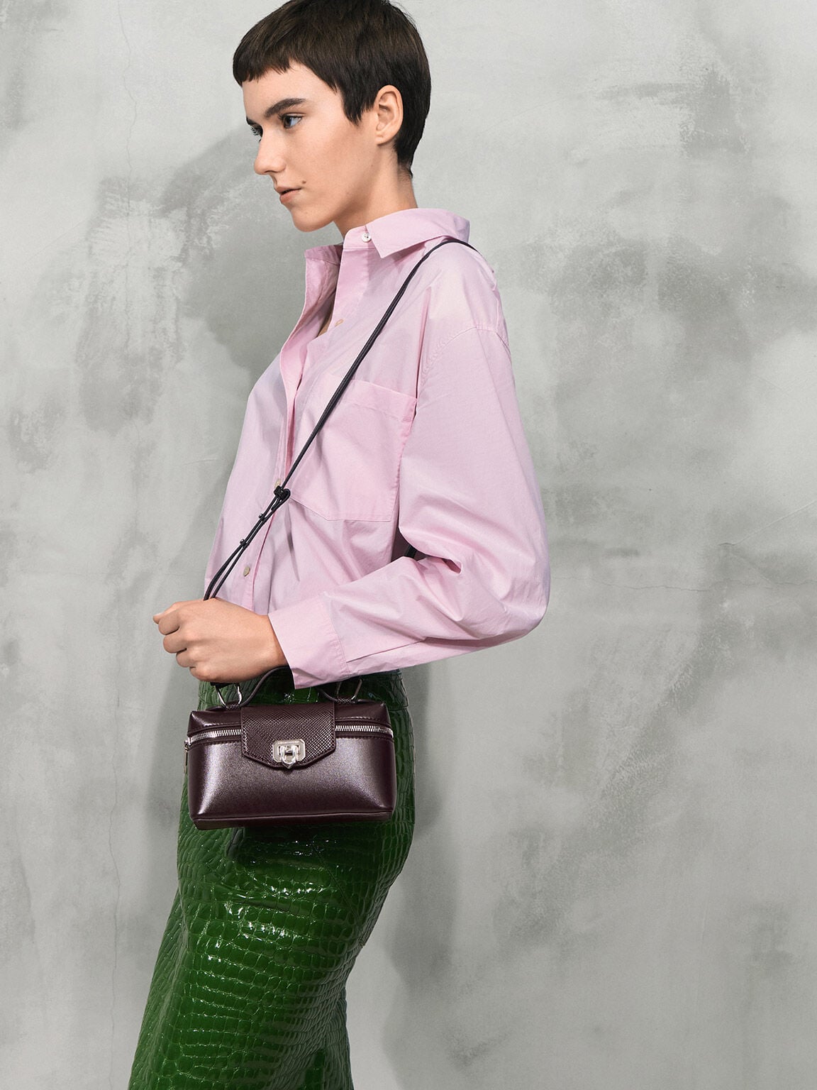 CHARLES & KEITH Recommended | Arwen Top Handle Vanity Bag - Plum