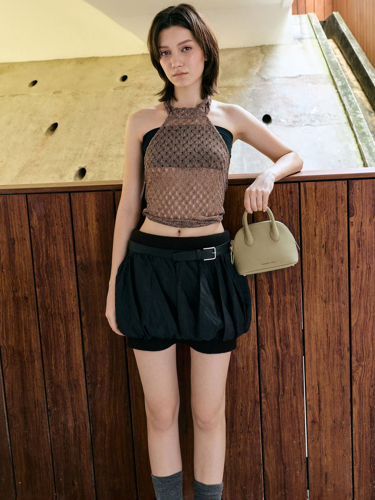 CHARLES & KEITH Recommended | Beryl Bowling Bag - Pale Olive