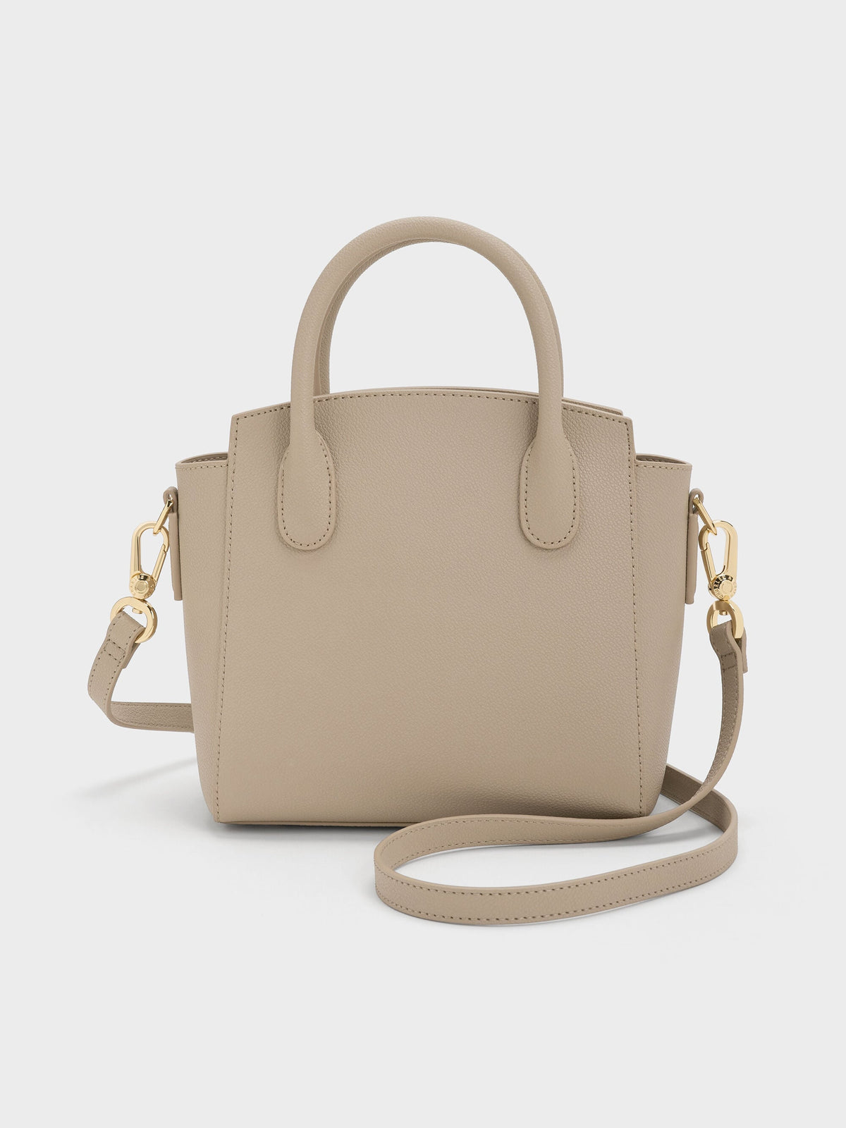 CHARLES & KEITH Latest | Harper Structured Top Handle Bag - Taupe