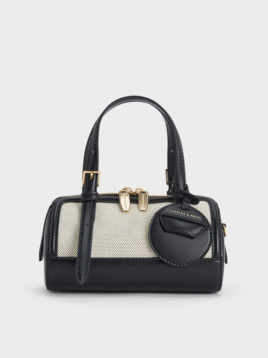 CHARLES & KEITH Top Pick | Enola Canvas Bowling Bag - Black