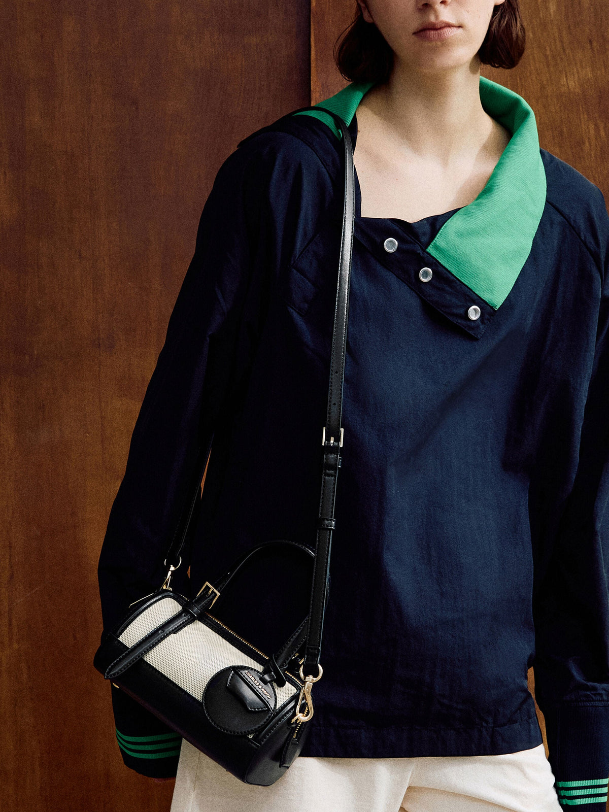CHARLES & KEITH Top Pick | Enola Canvas Bowling Bag - Black