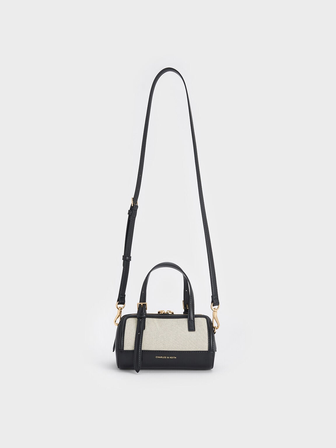 CHARLES & KEITH Top Pick | Enola Canvas Bowling Bag - Black