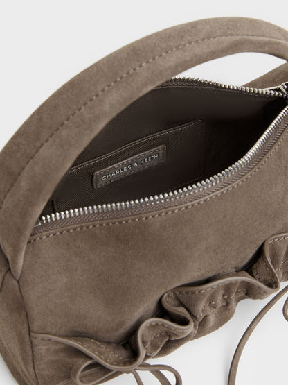 CHARLES & KEITH Deals | Reese Ruched Bow Top Handle Bag - Stone Grey