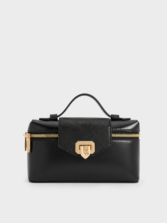 CHARLES & KEITH Premium | Arwen Top Handle Vanity Bag - Black