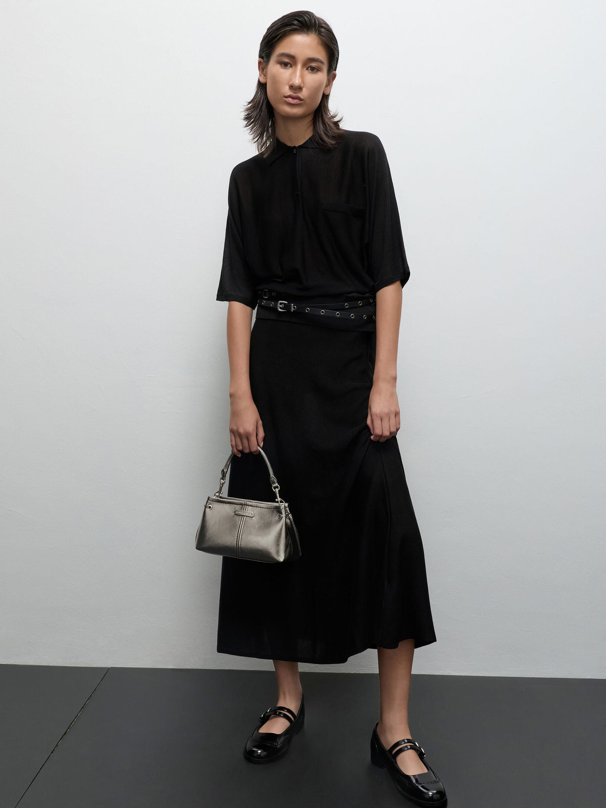 CHARLES & KEITH Recommended | Noane Metallic Top Handle Bag - Pewter