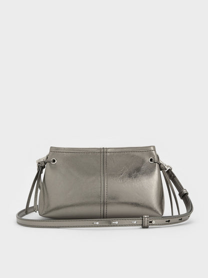 CHARLES & KEITH Recommended | Noane Metallic Top Handle Bag - Pewter